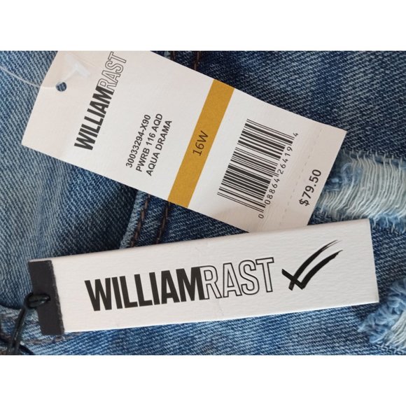 William Rast Fringe Distressed Jean Skirt Asymmetrical Light Wash Plus Sz 16 - Picture 4 of 5